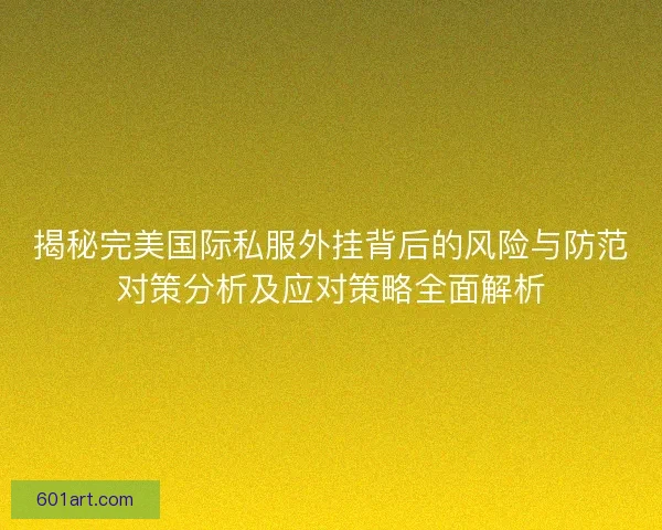 揭秘完美国际私服外挂背后的风险与防范对策分析及应对策略全面解析